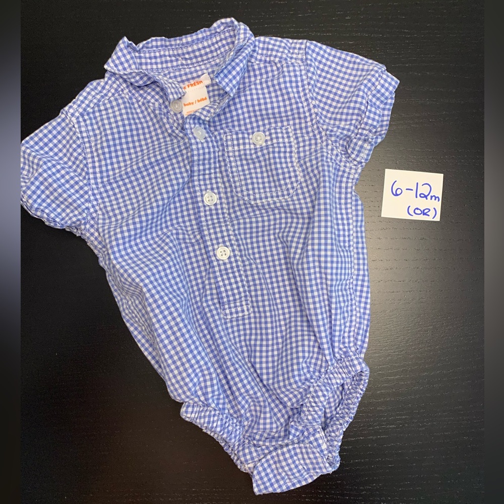 ⭐️2/$8.00⭐️ Joe Fresh 6-12m Checkered Dress Shirt Onesie